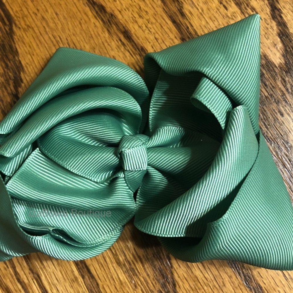 Bud Green 6" Double Stacked Boutique Bows  5B1998 Handmade NWT Boutique